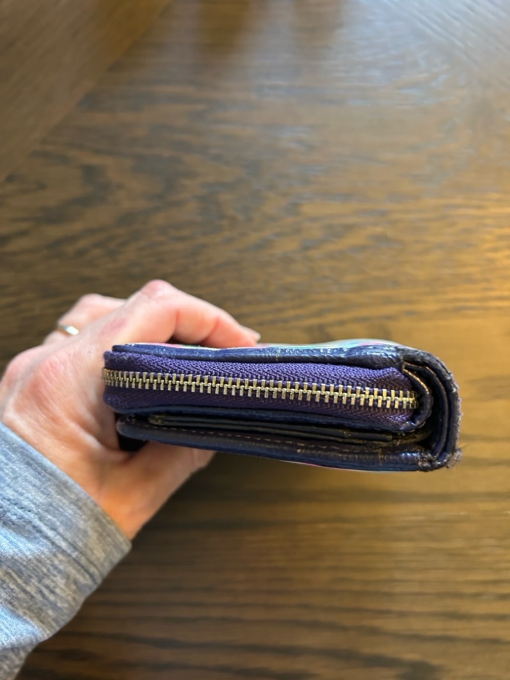 Coach Poppy Ikat Multicolor Canvas Zip Around Compact Wallet - Picture 5 of 9